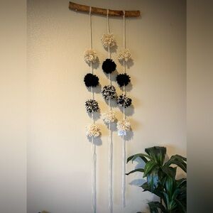 MINI | Bohemian black and white pom-pom wall hanging